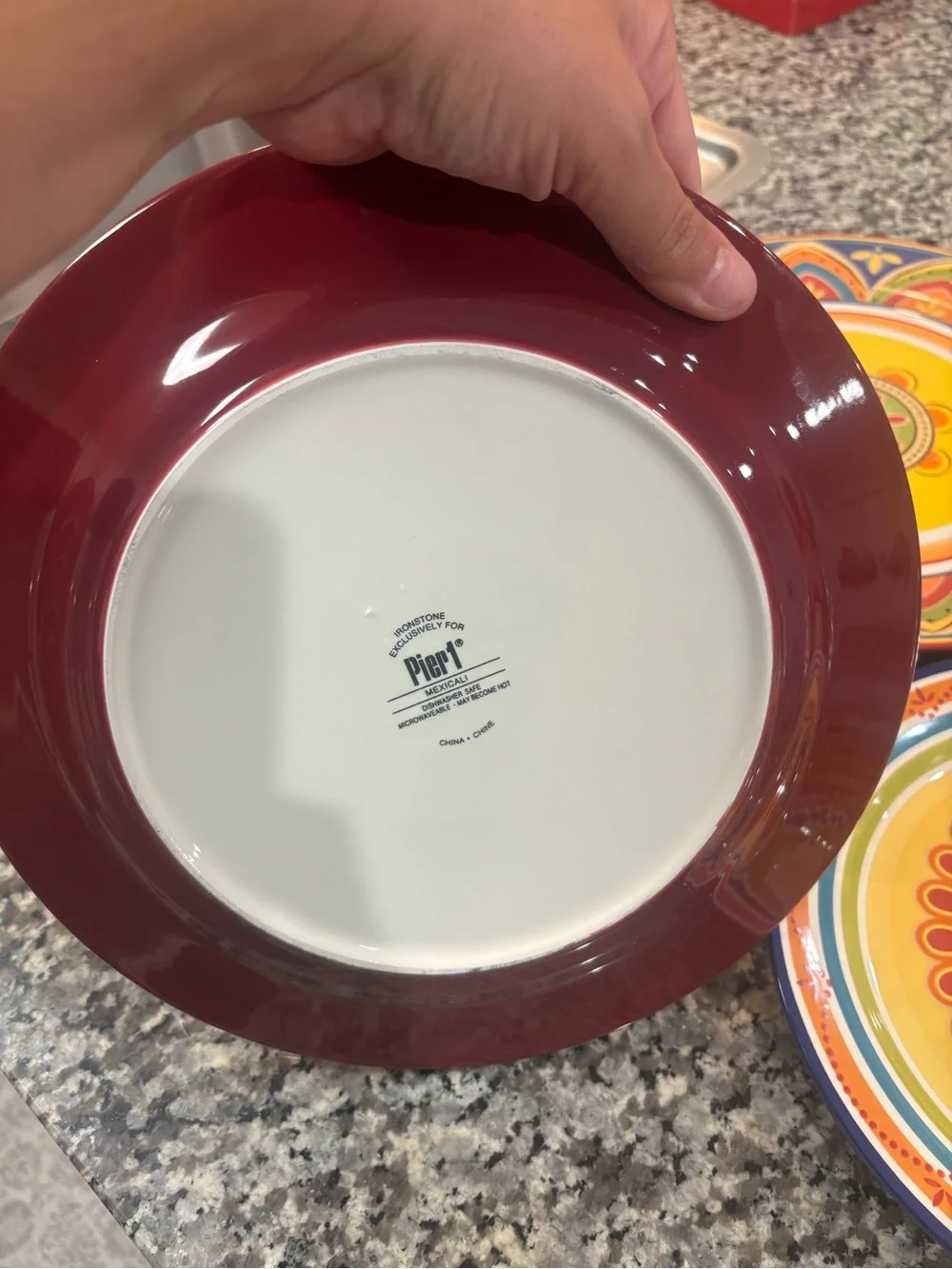 Pier 1 Imports Mexicali ironstone Set of 2 dinner plates & 1 salad plate